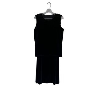 R&K Evening Black Stretch Velvet 2 Piece Maxi Skirt and Sleeveless Top Set 10